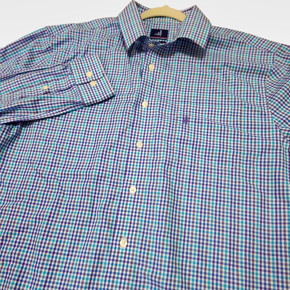 Johnnie-O Men's Button-Up Checked‎ Shirt Size Large